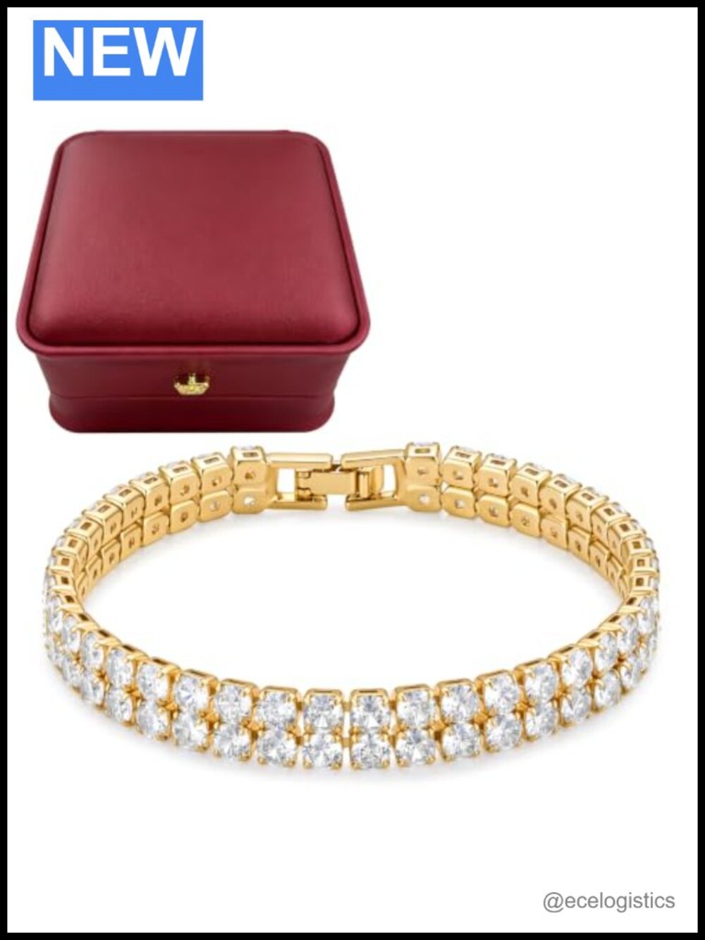 14K Gold Plated Tennis Bracelet Cubic Zirconia 7.5 Inch
